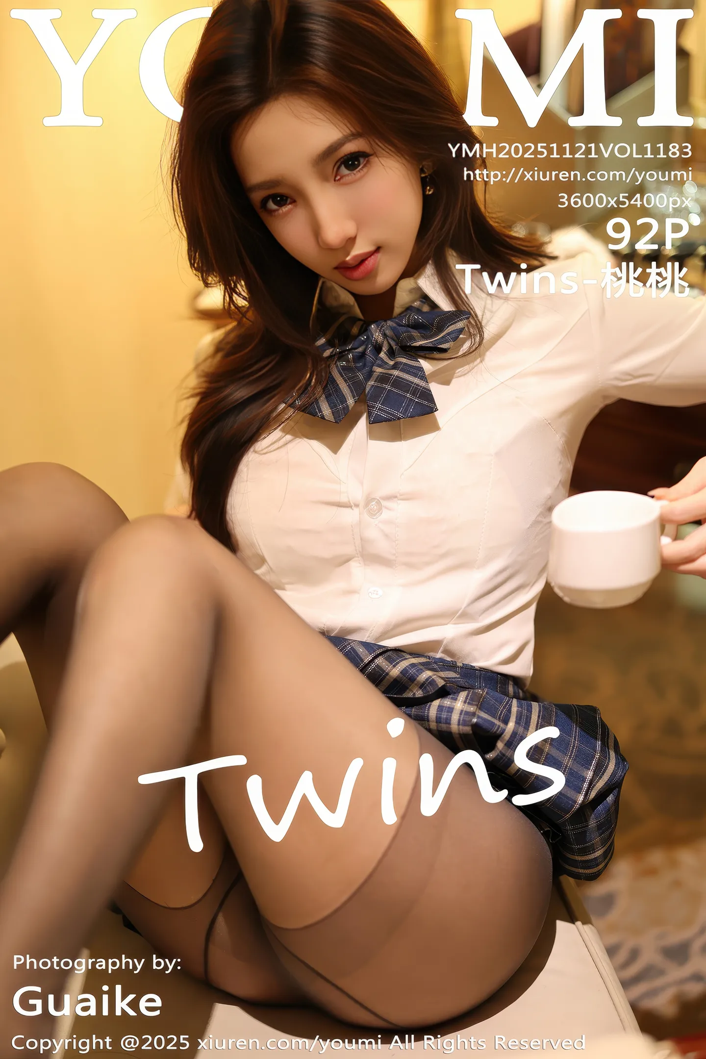 [YouMi尤蜜荟]Vol.1183_模特Twins-桃桃性感JK制服露白色内衣配超薄黑丝秀美腿诱惑写真92P-秀人网 - XiuRen.Pro